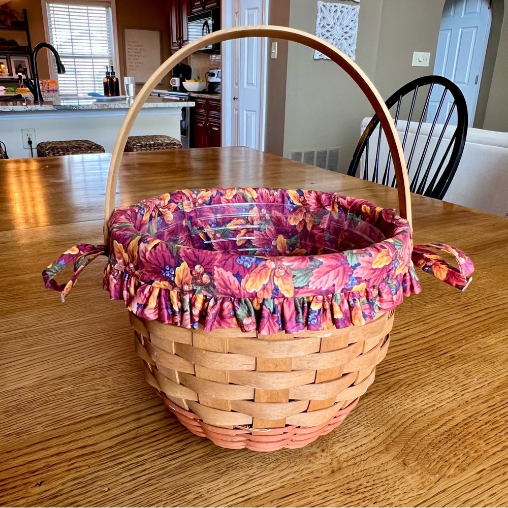 ⭐️ 1995 Longaberger Pumpkin Basket Fabric Liner Plastic Protector
